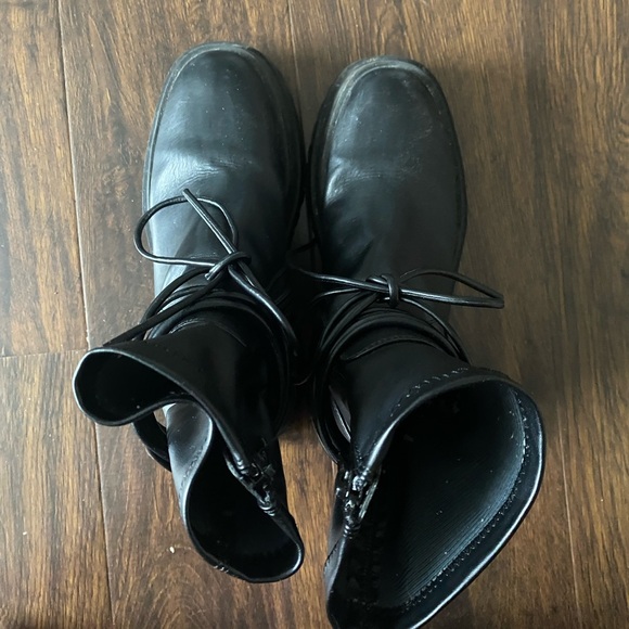 Public Desire Finale Black Chunky Sole Ankle Wrap Boots - Picture 5 of 6